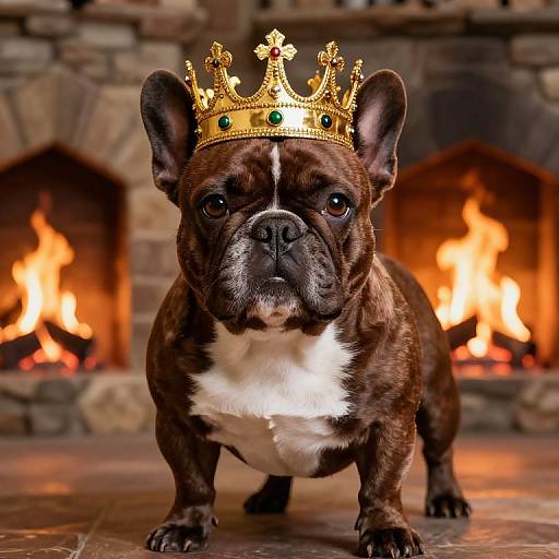 Regal French Bulldog in Castle