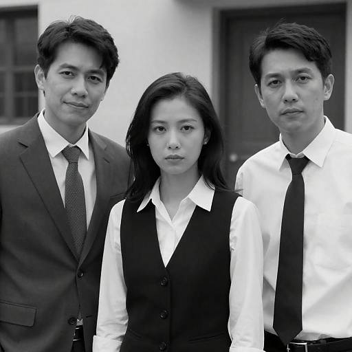 Elegant Trio in Monochrome Portrait
