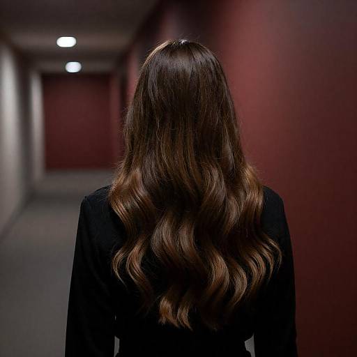 Mysterious Woman in Dimly Lit Hallway
