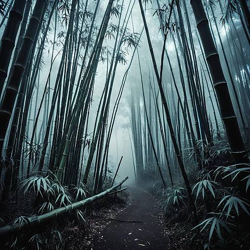 Foggy Bamboo Forest Path