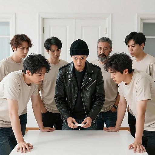 Intense Group Portrait in White Room