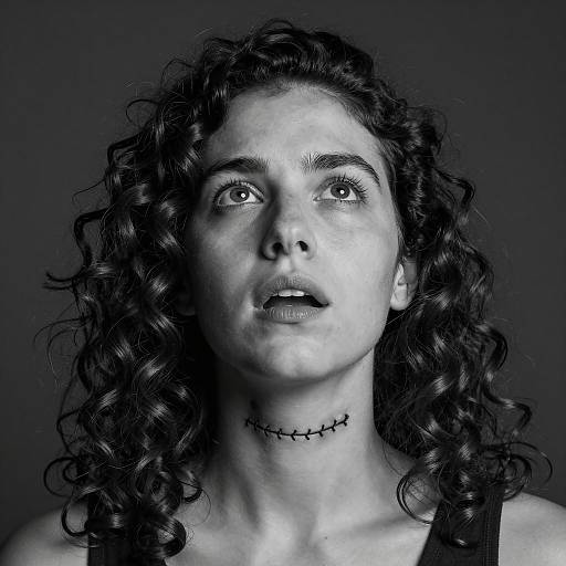 Dramatic Portrait of a Stitched Woman