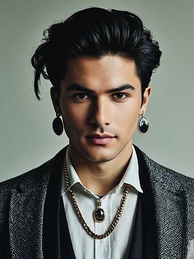 Stylish Young Man with Modern Hairstyle and Jewelry