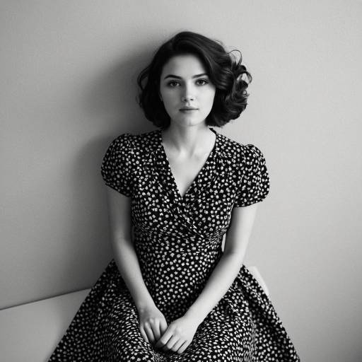 Young Woman in Vintage Floral Dress