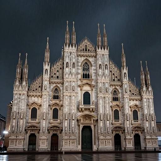 Hyperrealistic Gothic Cathedral at Night