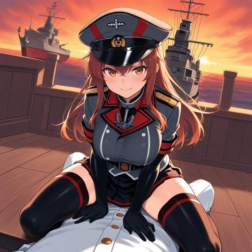 Admiral Kancolle on Battle Deck at Dusk