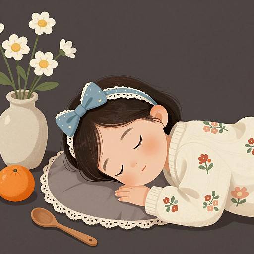 Serene Child's Dreamy Sleep Scene