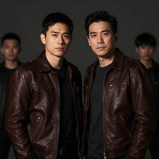 Serious Men in Brown Leather Jackets