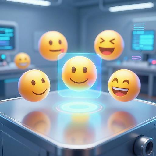 Futuristic Holographic AI Emojis
