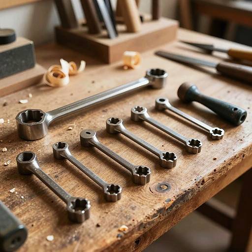 Rustic Skil Tool Set on Workbench