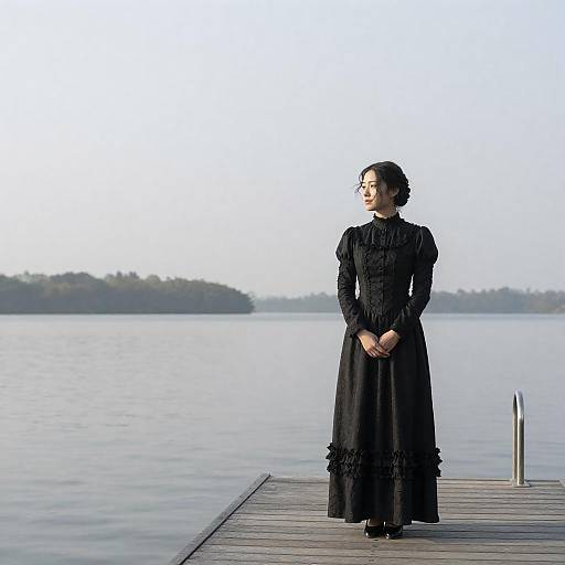 Victorian Woman on Lakeside Dock