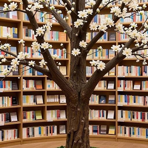 Enchanted Library Tree with Inkwells