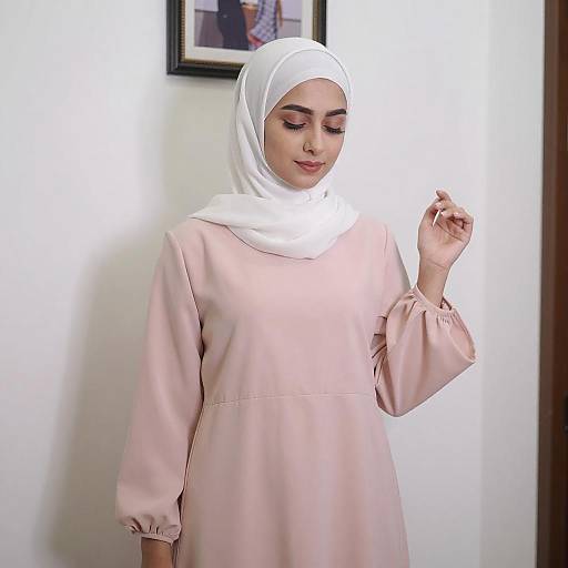 Young Woman in Pale Pink Hijab
