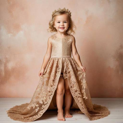 Little Girl in Gold Dress and Crown