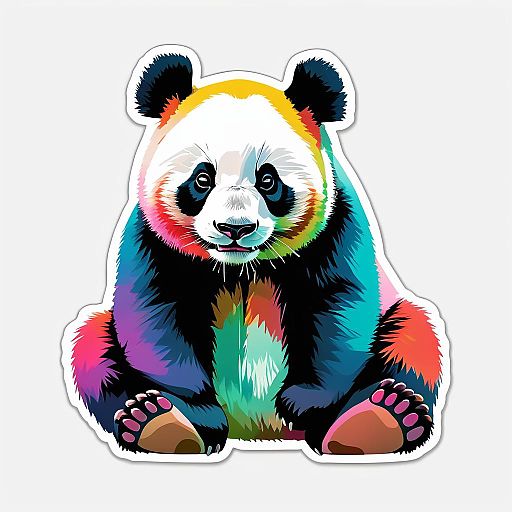 Playful Colorful Panda Sticker Design Playful Colorful Panda Sticker Design