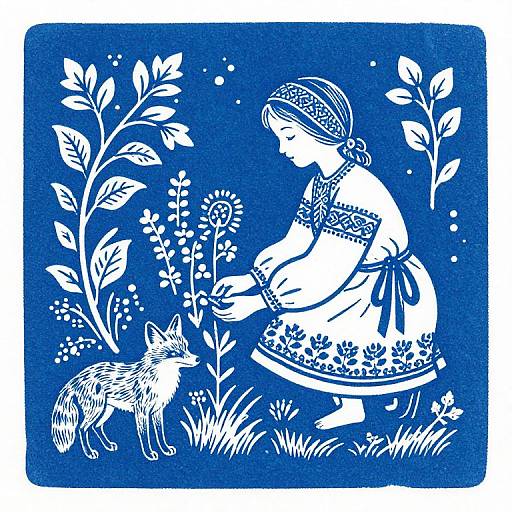 Royal Blue Baltic Linoprint Scene