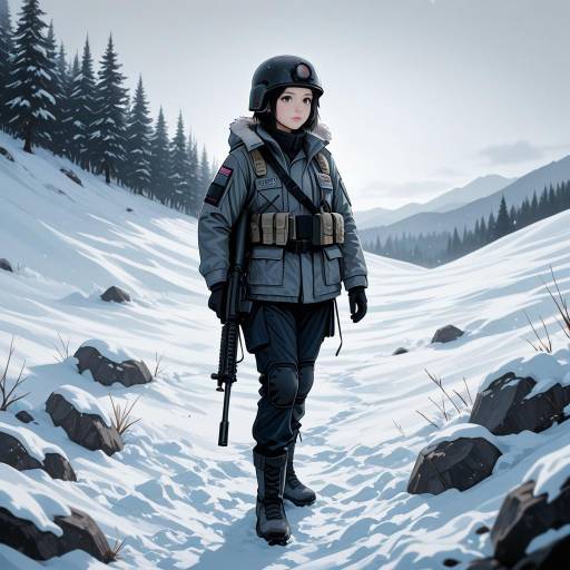 Adachi Rei in a Military Snow Combat Scene