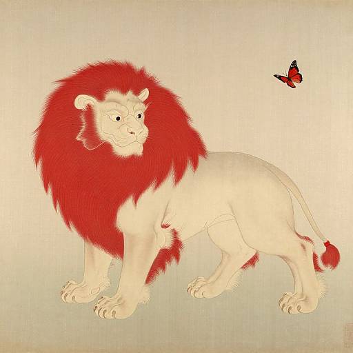 Ghastly Oyashishi Lion with Red Mane