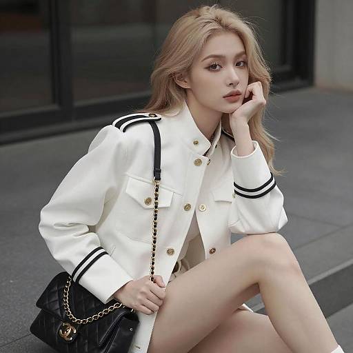 Young Woman in Military-Style Fashion