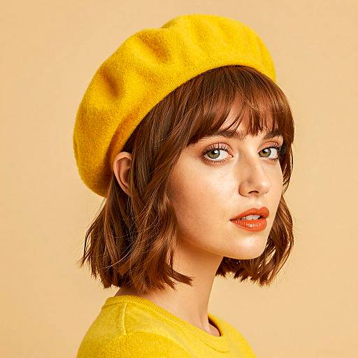 Woman in Yellow Beret and Top