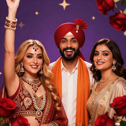 Vibrant Portrait with Cultural Elements