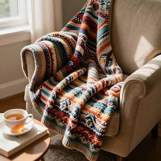 Cozy Knitted Blanket in Sunlit Room