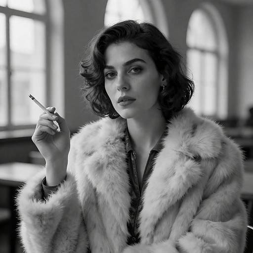 Moody Portrait of a Woman in Fur