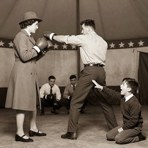 Vintage Boxing Match in Circus Tent