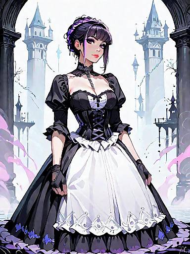 Dark Fantasy Gothic Woman in Corset Gown