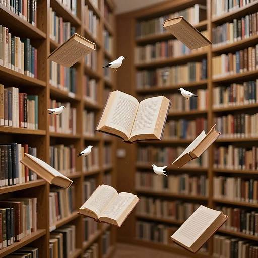 Floating Books Whispering Secrets