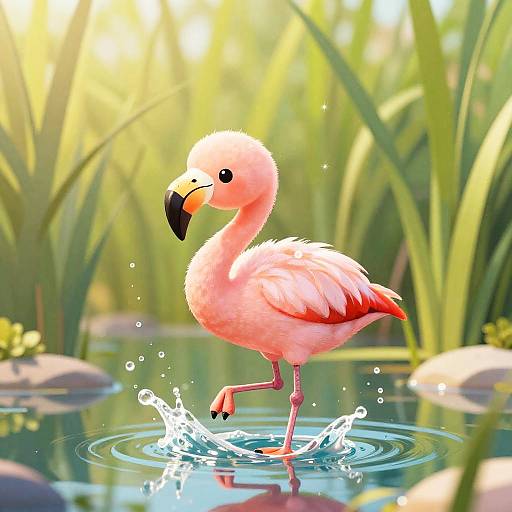 Joyful Flamingo Chick at Lagoon