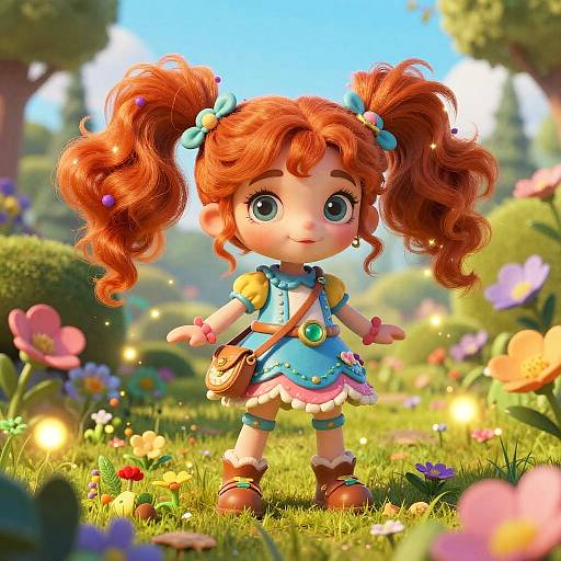 Whimsical Redhead in Magical Garden