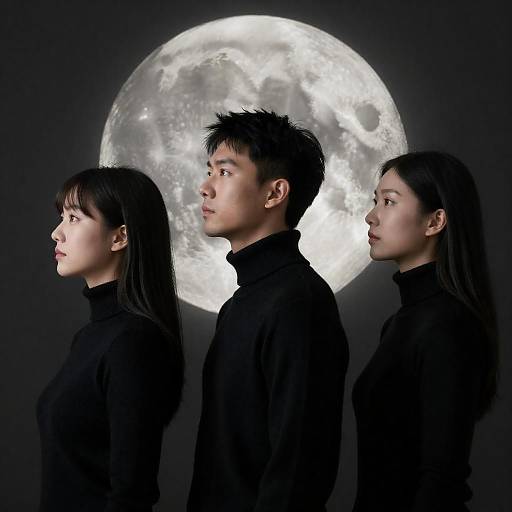 Serious Trio Against Majestic Moon