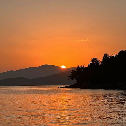 Serene Sunset Over Tranquil Waterfront