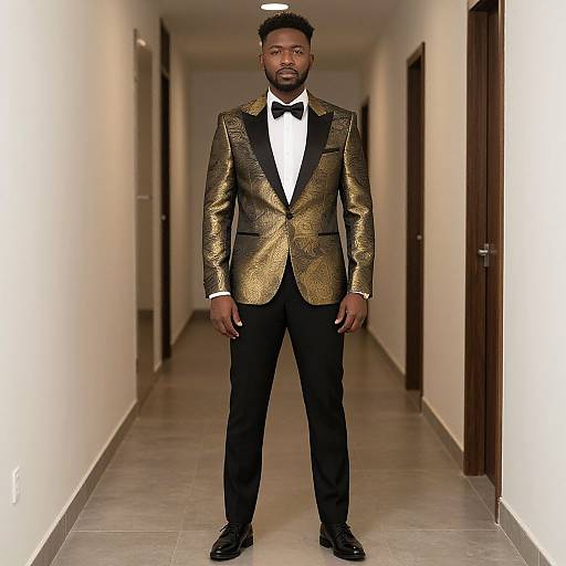 Black and Gold Suit Fashion