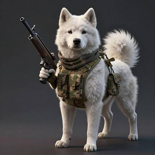Smoky Slate Military Canine with Rifle