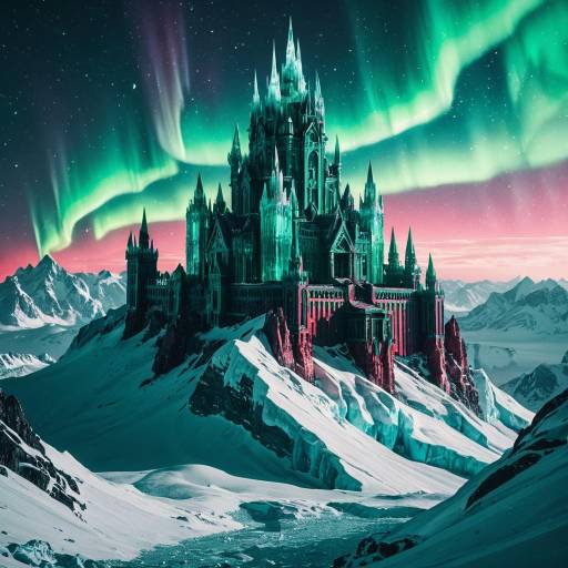 Crystalline Palace Under Emerald Aurora