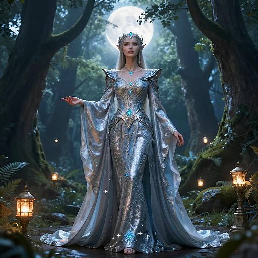 Majestic Elven Queen in Enchanted Forest