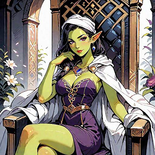 Fantasy Elf Princess on Throne