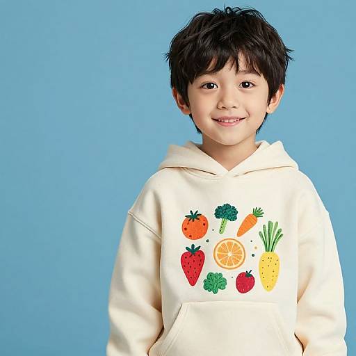 Boy in Vibrant Fruit Hoodie