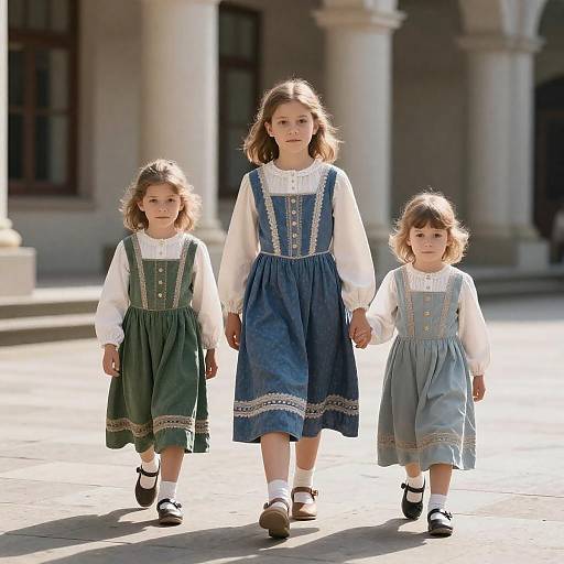 Three Children in Period Costumes
