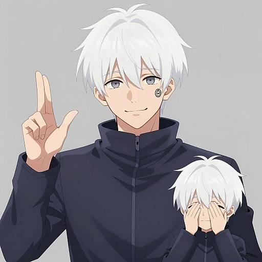 Anime Brothers in Dark Outfits Illustration