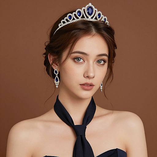Realistic Portrait of Girl with Tiara
