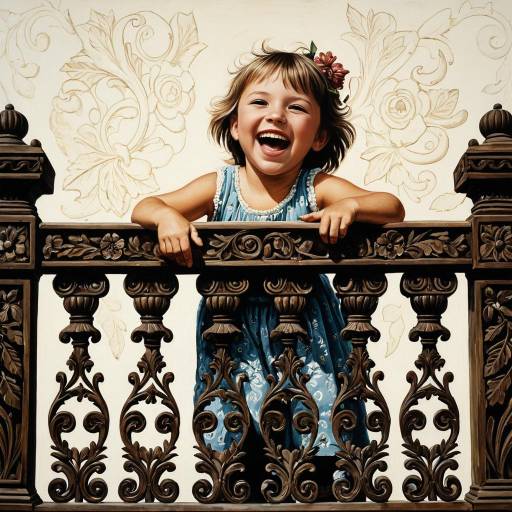 Joyful Childhood on an Antique Balustrade