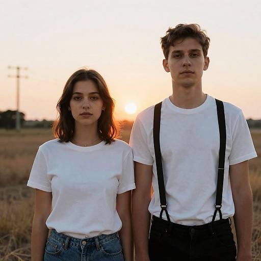 Outdoor Sunset Portrait of Young Couple