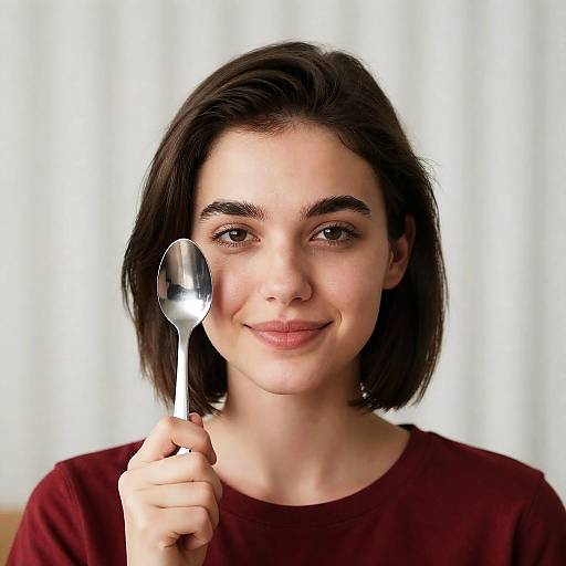 Portrait of a Smiling Woman with Spoon