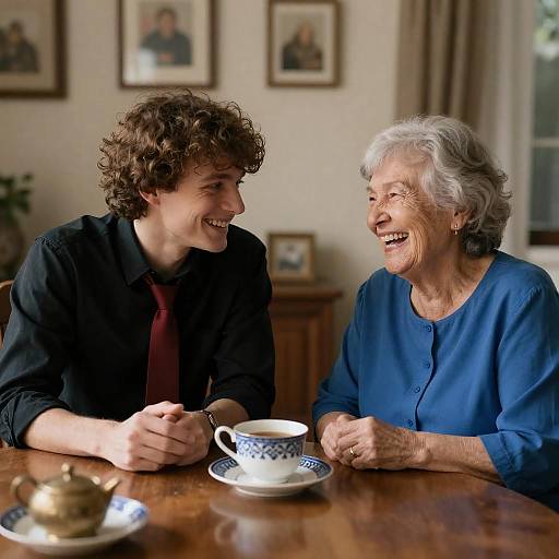 Joyful Conversation in a Cozy Room