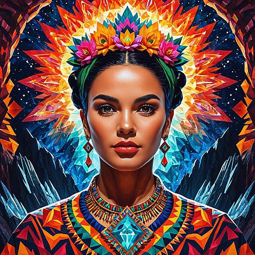 Psychedelic Shamanic Portrait of Frida Kahlo