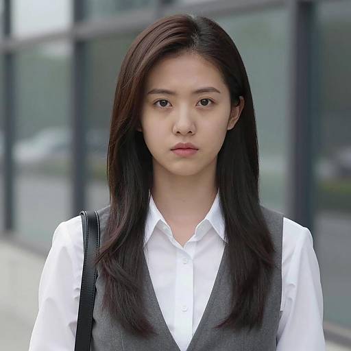 Realistic Portrait of Young Brunette Woman