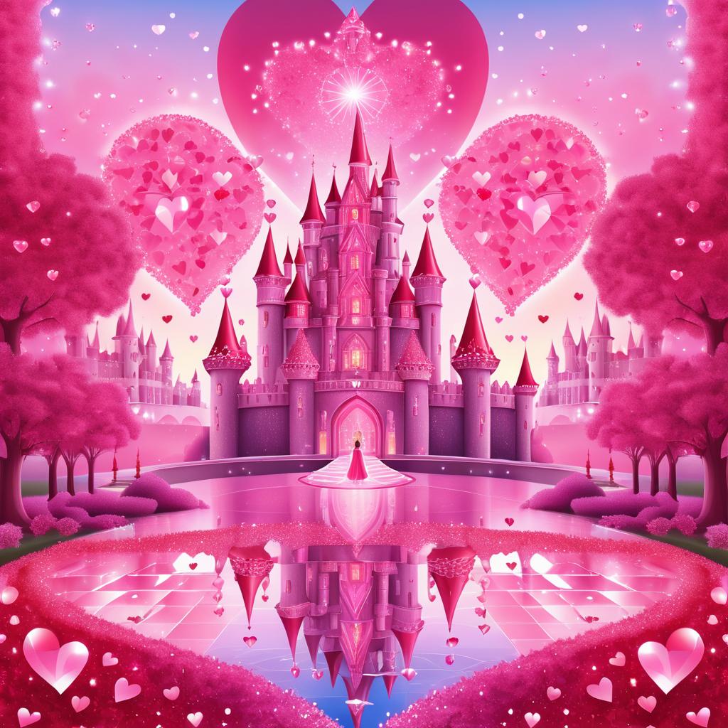 Enchanting Valentine's Day Castle Illustration